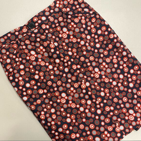 Marc Jacobs Pencil Skirt Black Red Gray Circle Pockets Back Slit Button Zip Sz 6 - Picture 1 of 6